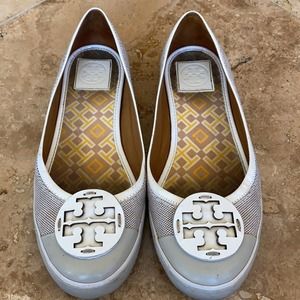 Tory Burch White Flats